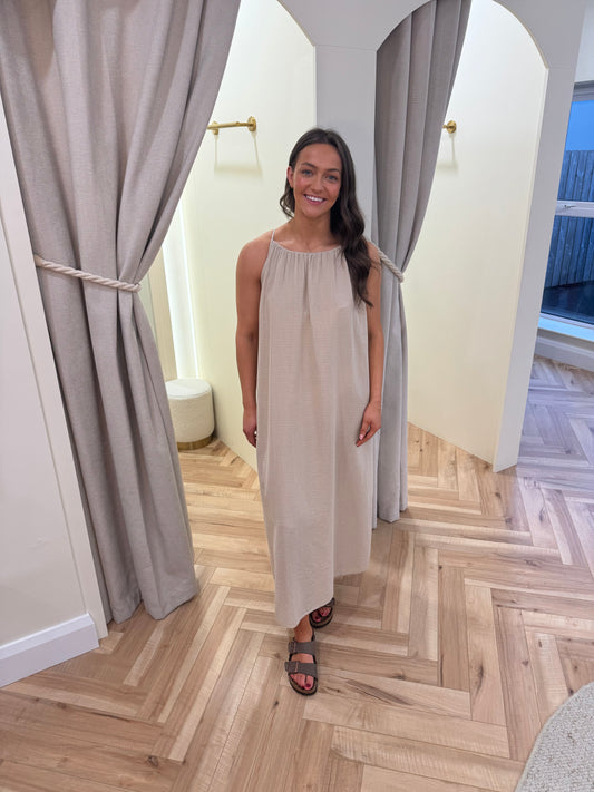 Vilania smock maxi slip dress