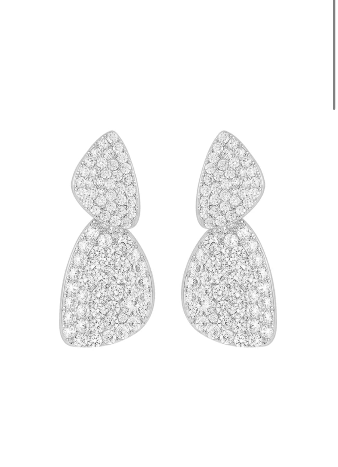 Double drop silver plated earring