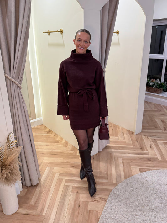 Virolfie knit dress in burgundy