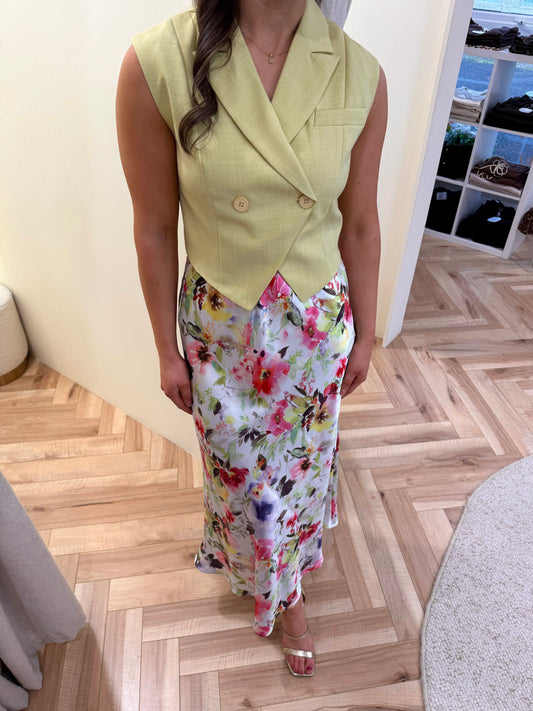 Gini Satin Skirt in Floral