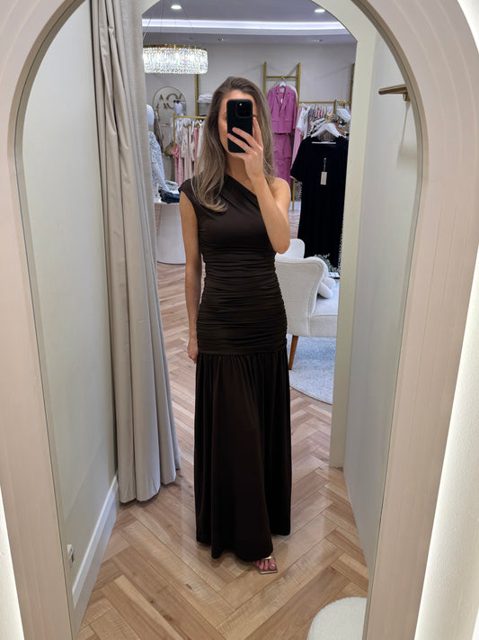 Nicole Dress in Chocolate Brown