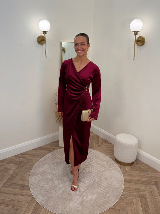 Demi Dress in Burgundy Red