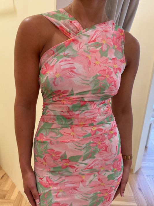 Amy Dress in Pink & Green Floral