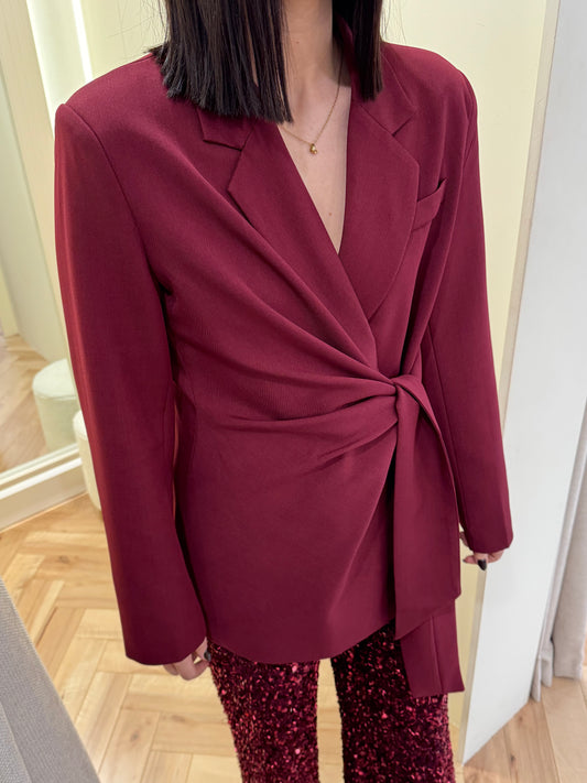 Cassie Burgundy Front Tie Blazer