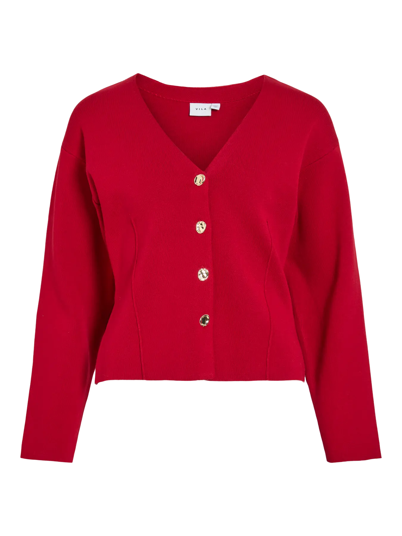 Visway red knit cinched cardigan