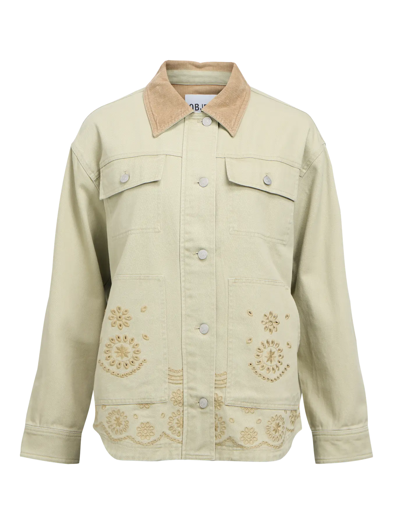 Objjessy denim jacket in tea green