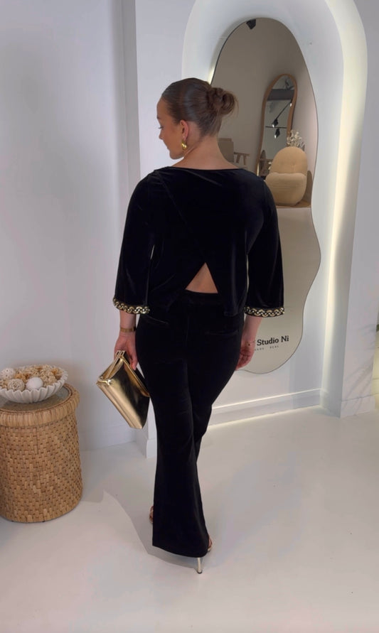 Traffic People velvet Forgotten Top in Black