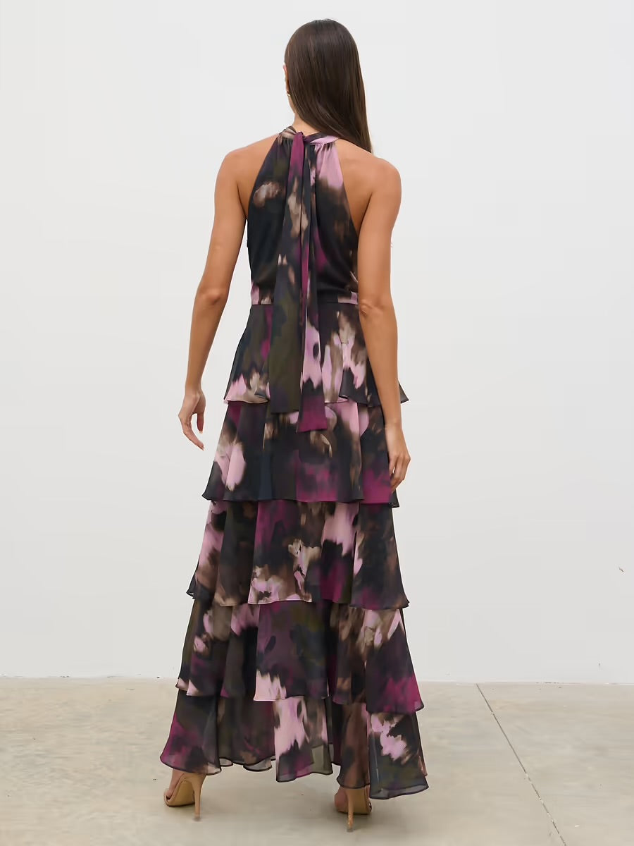 Hester Halter Neck Ruffle Maxi Dress