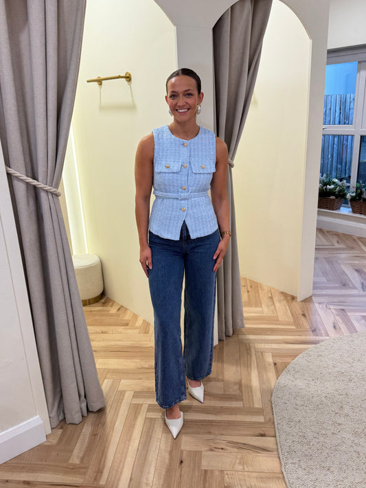 Kyla Tweed Waistcoat in Blue