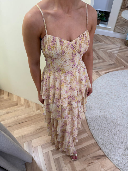 Madison Ruffle Maxi Dress in Ditsy Floral