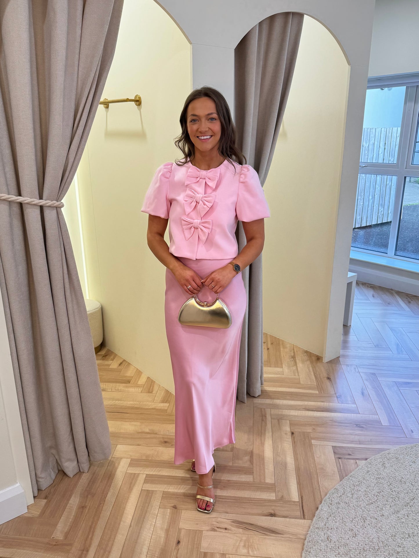 Charlotte Bow Top in Pink