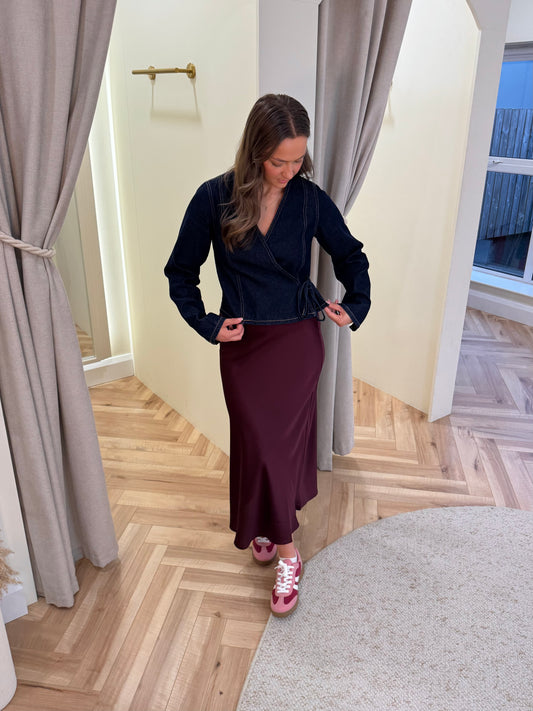 Fenna Denim Wrap Top