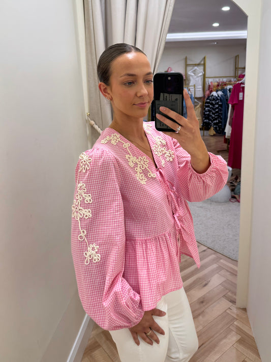 Lola Top in Pink Gingham