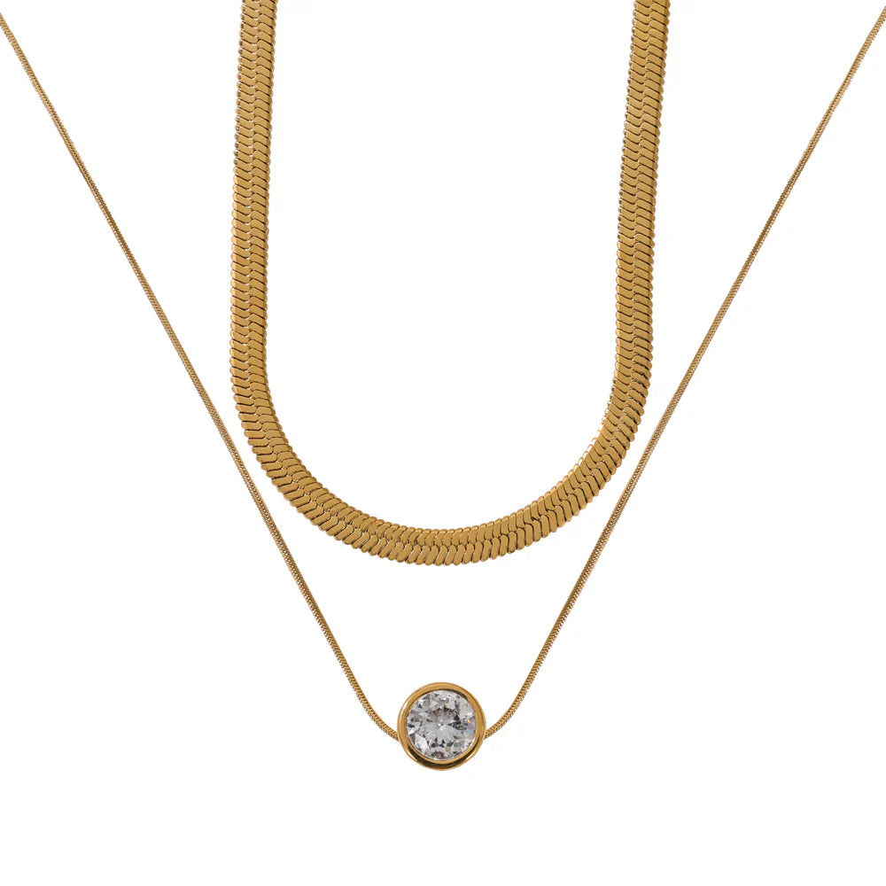 LAYERED GOLD PLATED SNAKE CHAIN NECKLACE