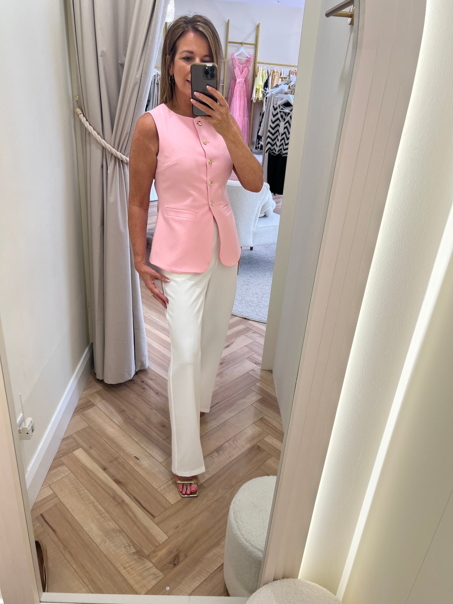 Rixo Waistcoat Pink