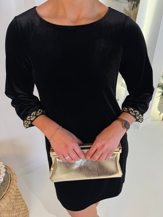 Traffic People velvet Bloom Dress in Black