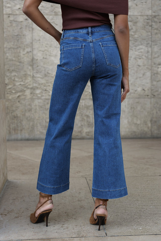 Gasparette cropped wide jeans in blue