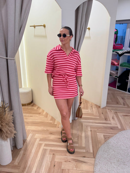 Tori Co ord in Pink & Red