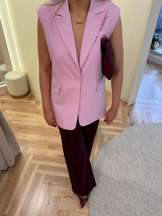 Sophie Sleeveless Blazer in Pink