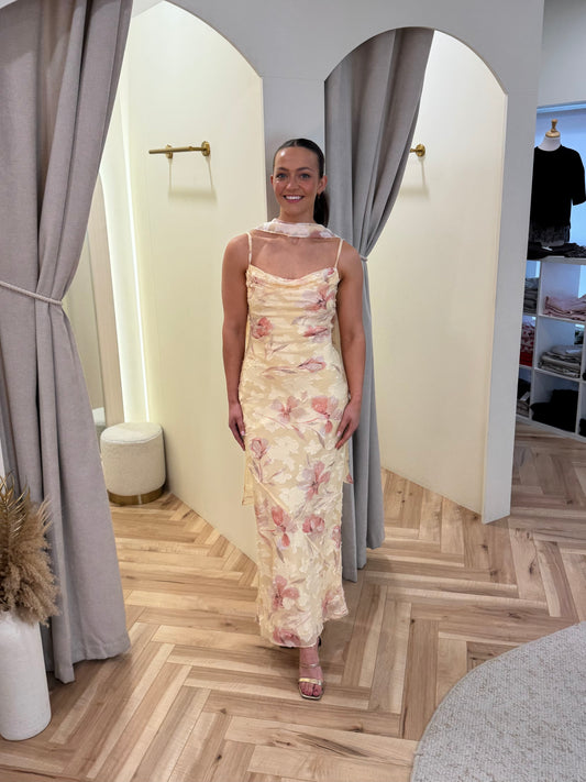 Eden Scarf Jacquard Printed Maxi Dress