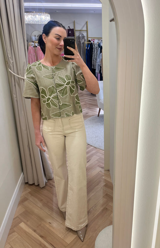 Traffic People Daisy Top in Green