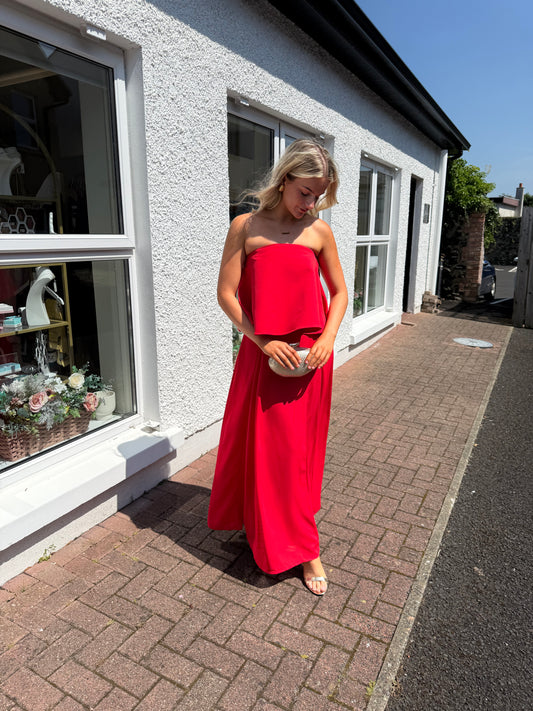 Liv Peplum Bandeau Maxi Dress