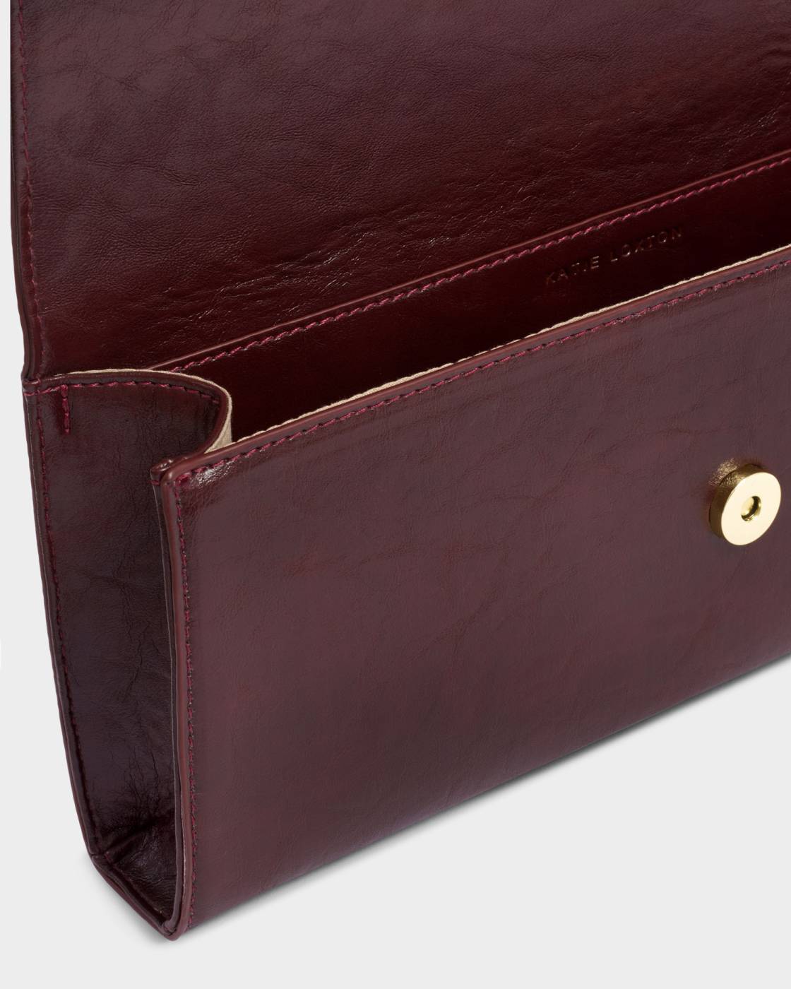 Alma Patent Crackle Clutch in cherry