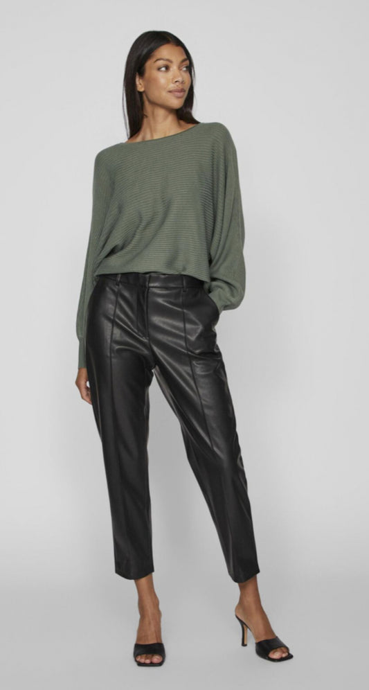Vidagmar leather cropped coated trousers