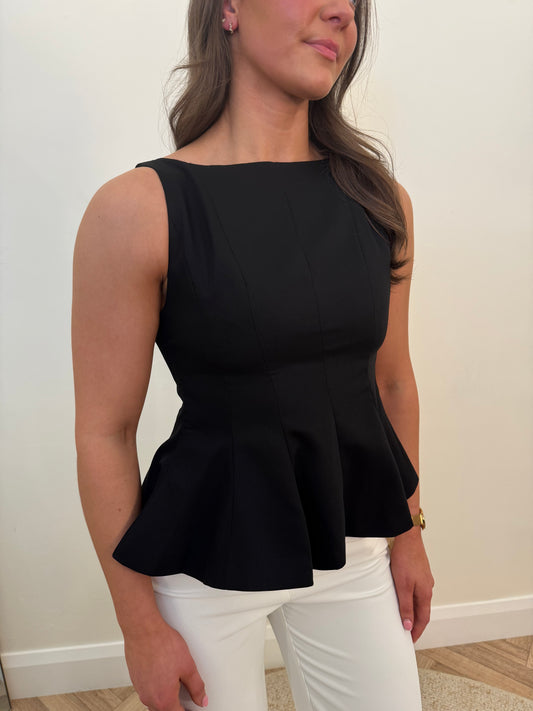 Leah Peplum Top in Black