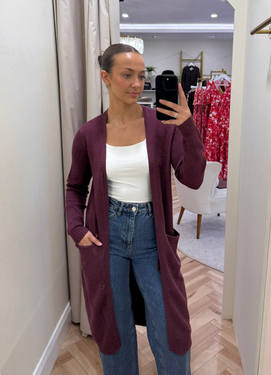 Viril long cardigan in Fig