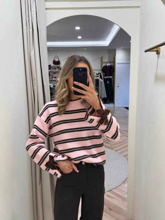 Rosie pink and brown stripe jumper