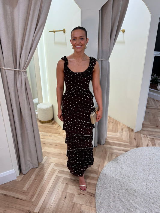 Cecile Ruffle Mesh Maxi Dress