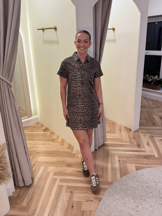 Leopard denim dress
