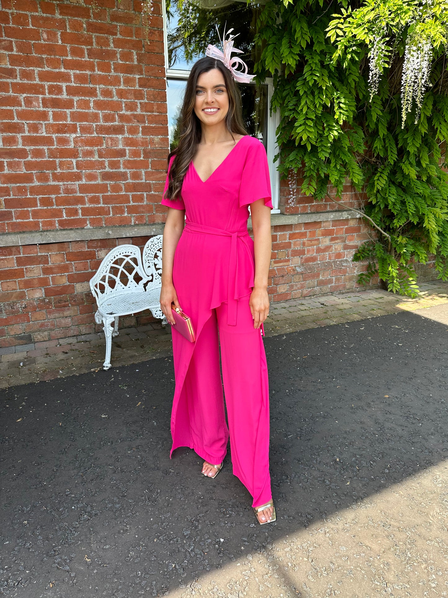 Fuchsia Pink Waterfall Jumpsuit