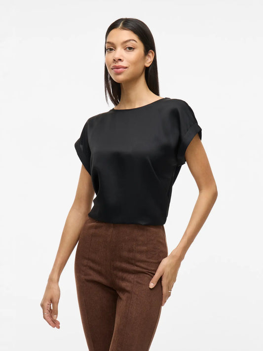 Viellette satin top in Black