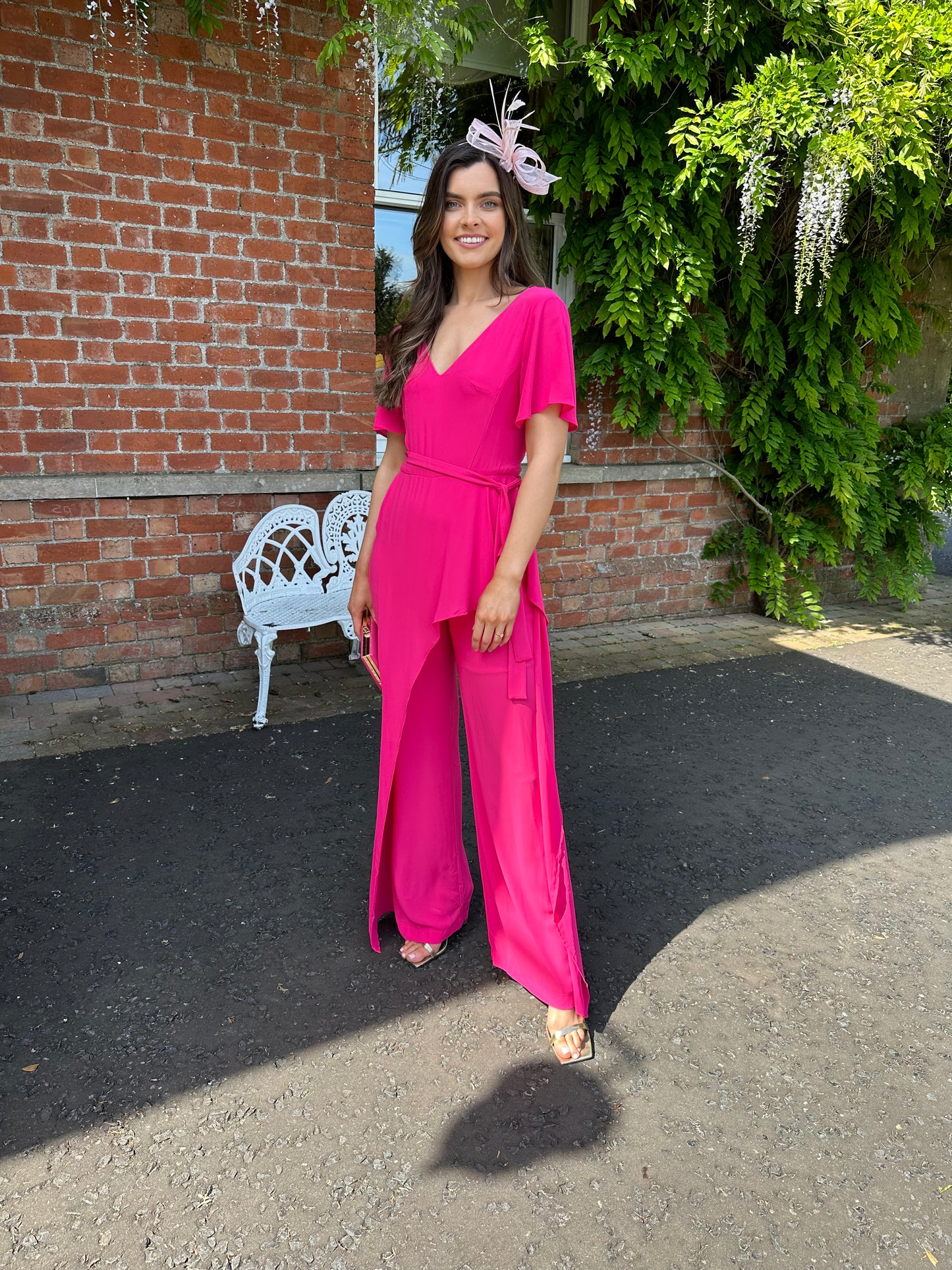 Fuchsia Pink Waterfall Jumpsuit