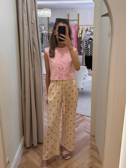 Floral stripe trousers