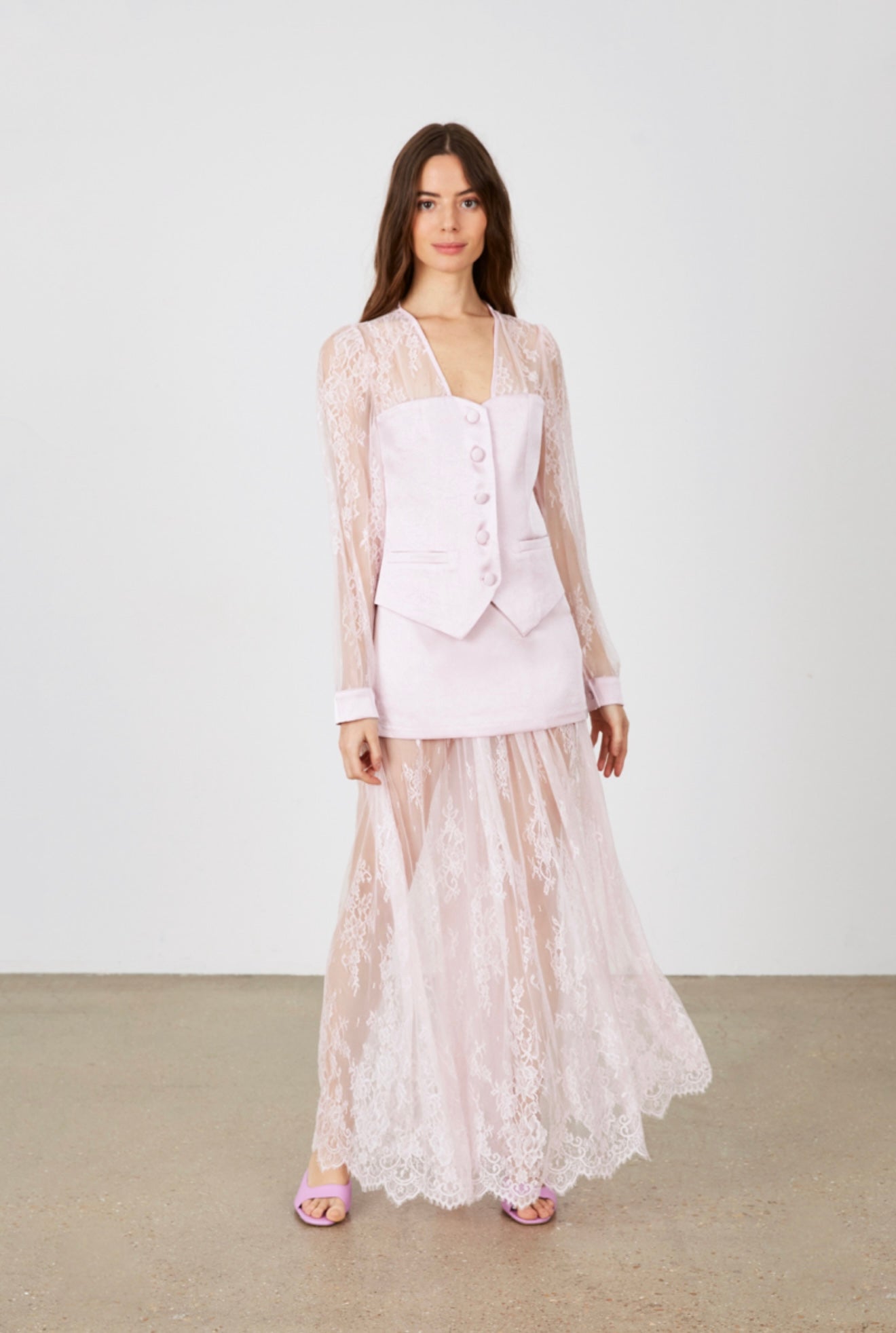 Sophia Lace Skirt in Pink