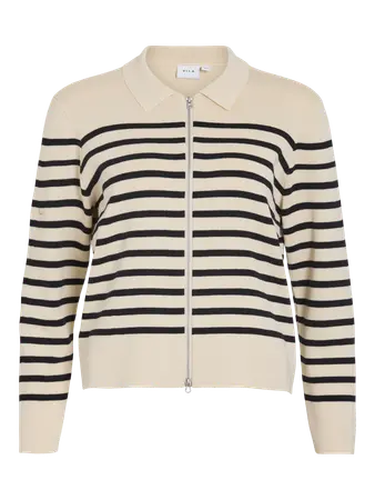 Viostria Zipper Cardigan in Birch/Black