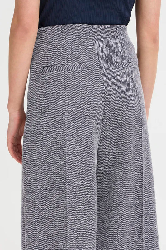 Ihkate Jacquard Trousers in Patriot Blue herringbone