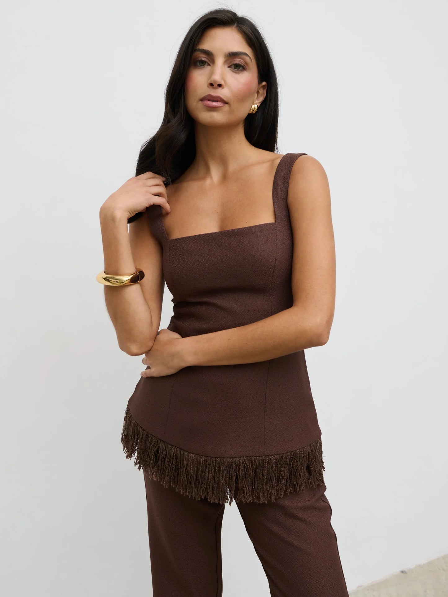 Verona Fringe Tweed Top