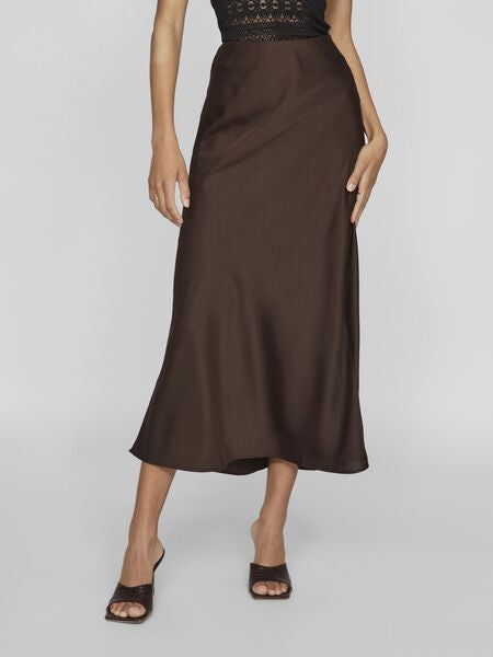 Viellette Satin Skirt in Coffee Bean