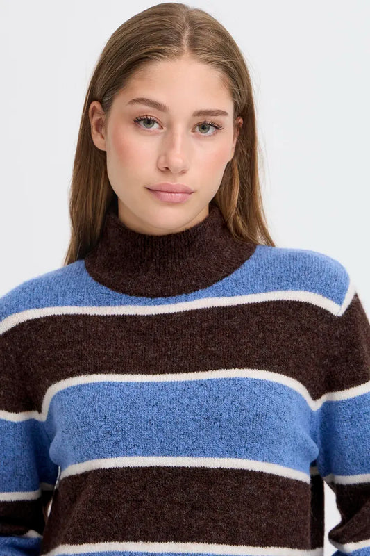 Ihedeen Knit Pullover in Coffee Bean Stripe