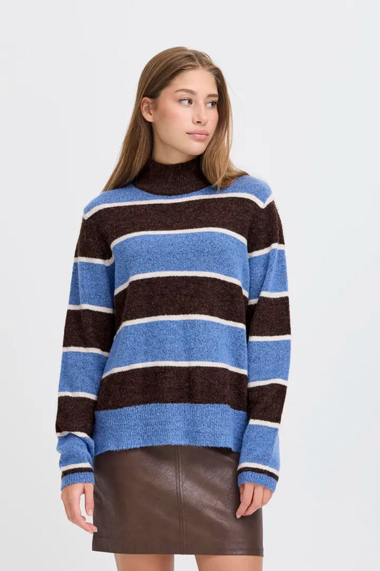 Ihedeen Knit Pullover in Coffee Bean Stripe