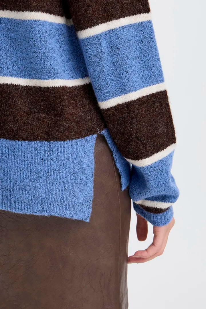 Ihedeen Knit Pullover in Coffee Bean Stripe
