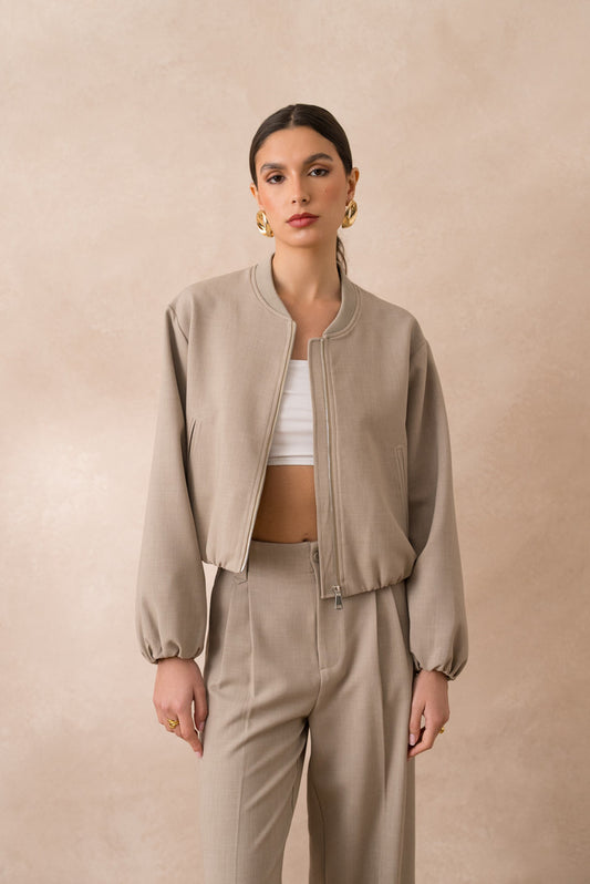 Bomber Jacket in Taupe