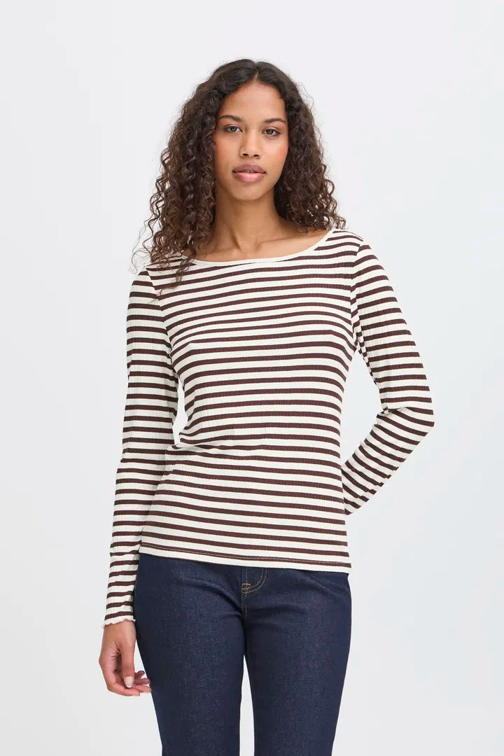 Ihcella Top in Coffee Bean/Cloud Dancer