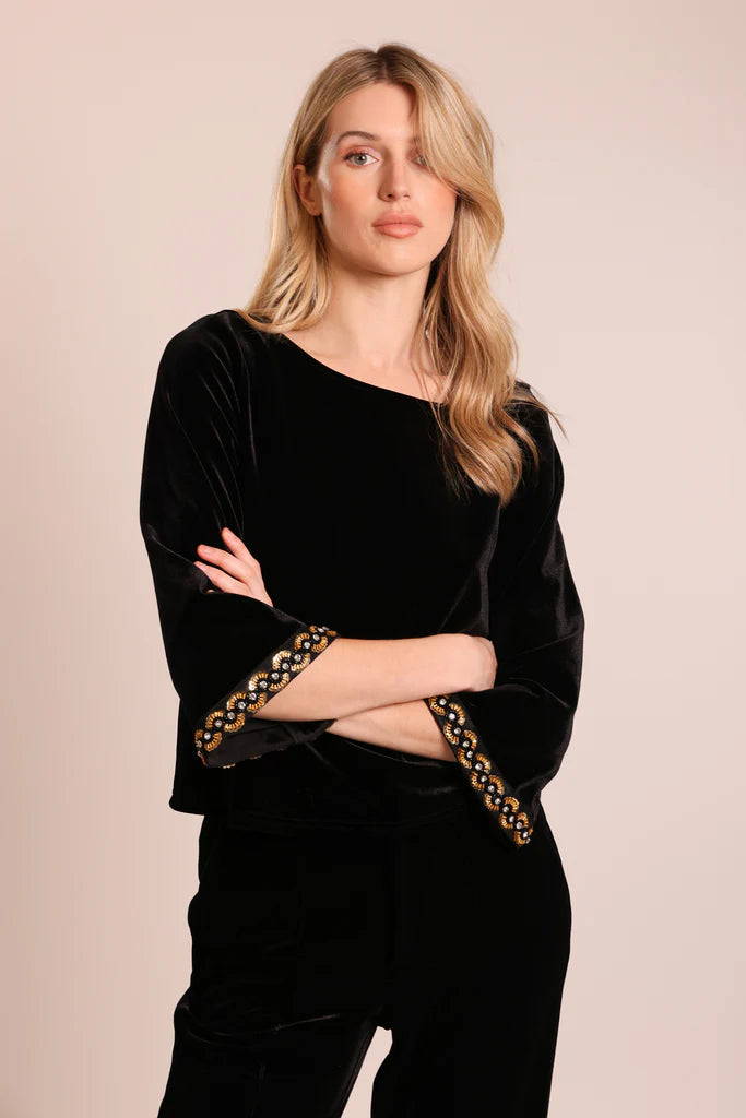 Traffic People velvet Forgotten Top in Black
