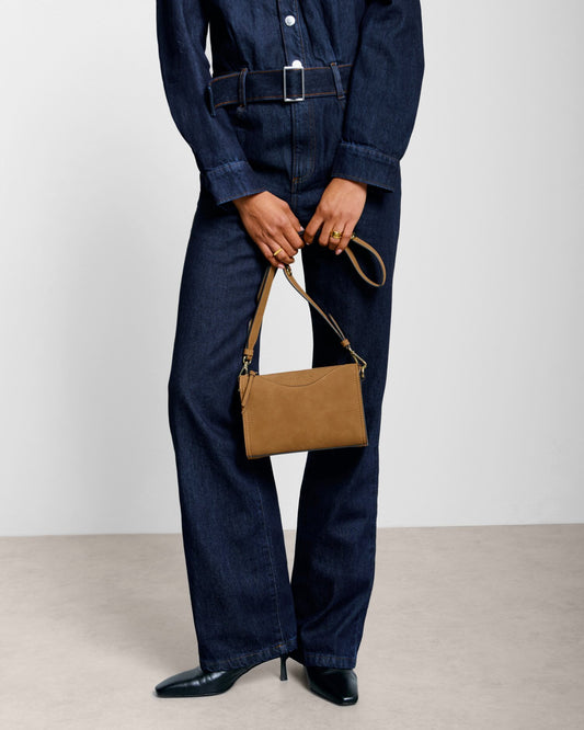Alba Suedette Crossbody Bag in Caramel