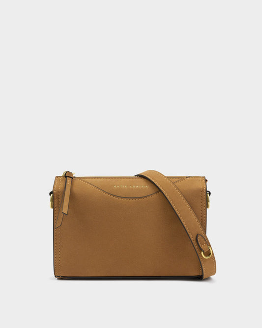 Alba Suedette Crossbody Bag in Caramel
